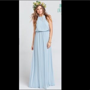 Heather Halter Dress ~ Steel Blue Chiffon 
Medium